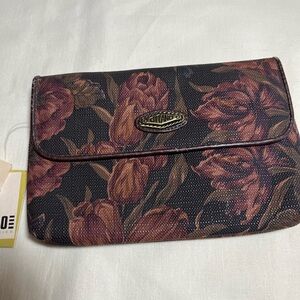 Gitano Fall Colors 90’s Floral Clutch-Matching Checkbook Cover, Snap in Key Ring